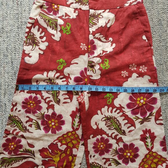 Zara Red and White Wide-Leg Linen Pants - Picture 5 of 13